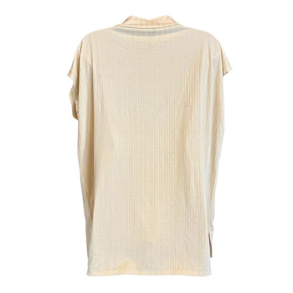Eileen Fisher Washable Stretch Rib Funnel Neck Square Top in Pale Yellow NWT Siz - Picture 6 of 9